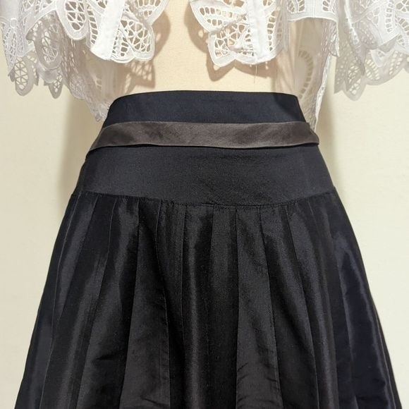 Handmade Black Raw Silk Circle Skirt Zaya size S - Picture 3 of 10